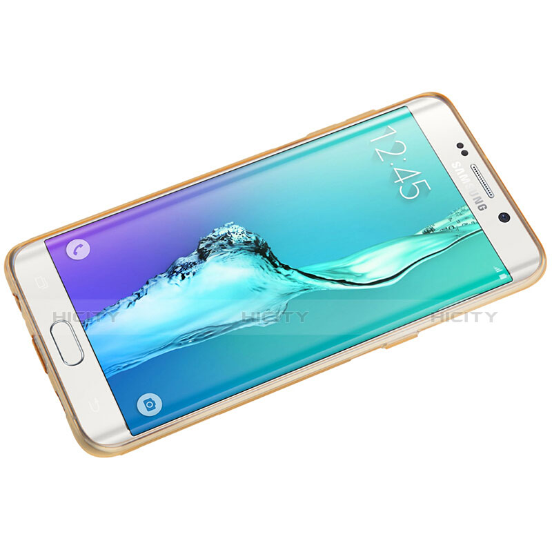 Funda Silicona Ultrafina Transparente T04 para Samsung Galaxy S6 Edge+ Plus SM-G928F Oro