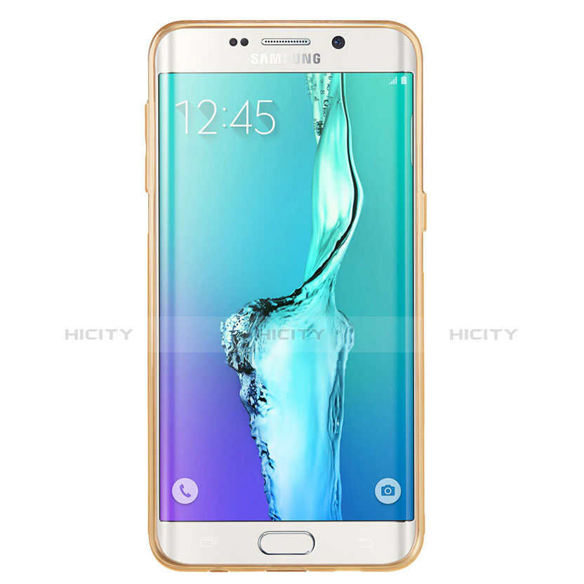 Funda Silicona Ultrafina Transparente T04 para Samsung Galaxy S6 Edge+ Plus SM-G928F Oro