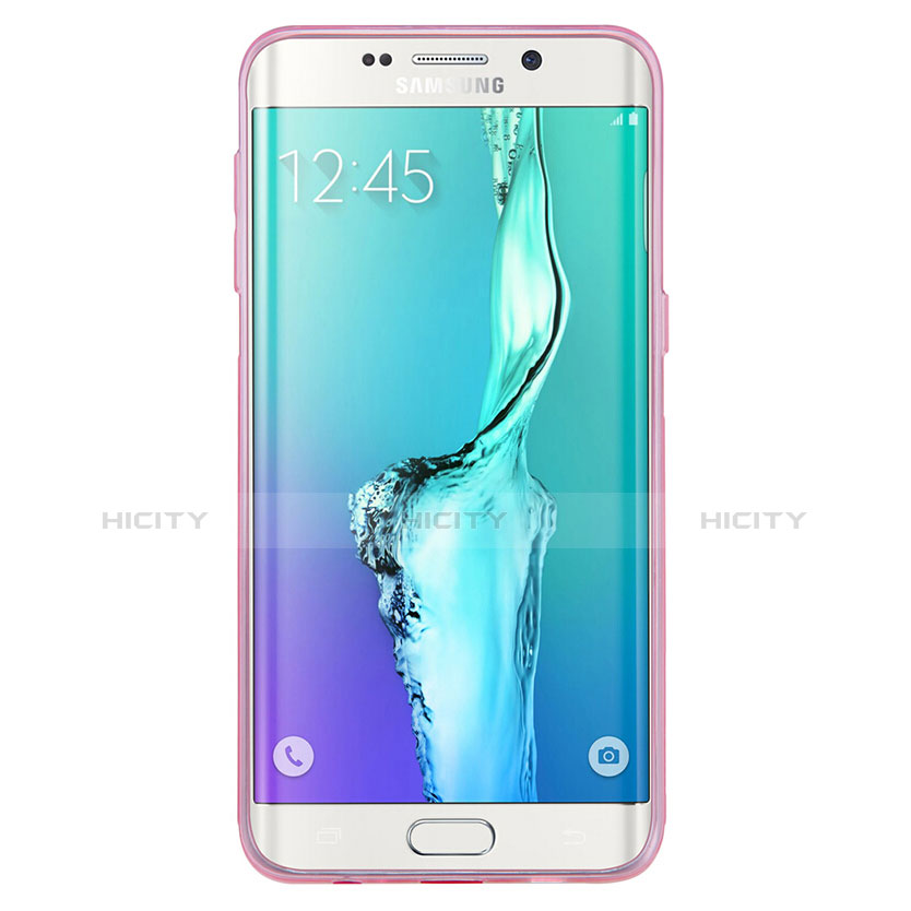 Funda Silicona Ultrafina Transparente T04 para Samsung Galaxy S6 Edge+ Plus SM-G928F Rosa