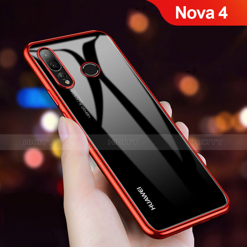 Funda Silicona Ultrafina Transparente T11 para Huawei Nova 4 Rojo