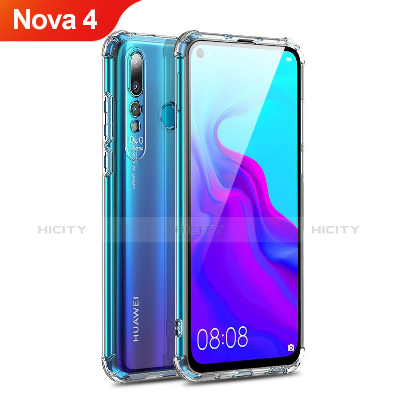 Funda Silicona Ultrafina Transparente T14 para Huawei Nova 4 Rojo