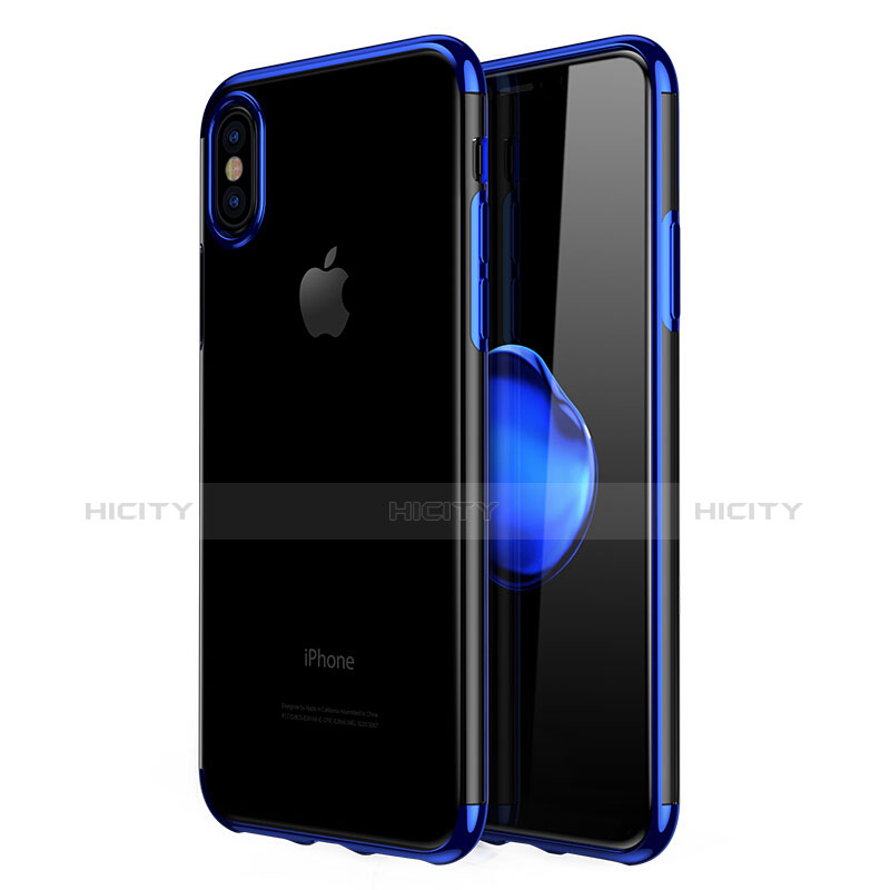 Funda Silicona Ultrafina Transparente V07 para Apple iPhone Xs Azul