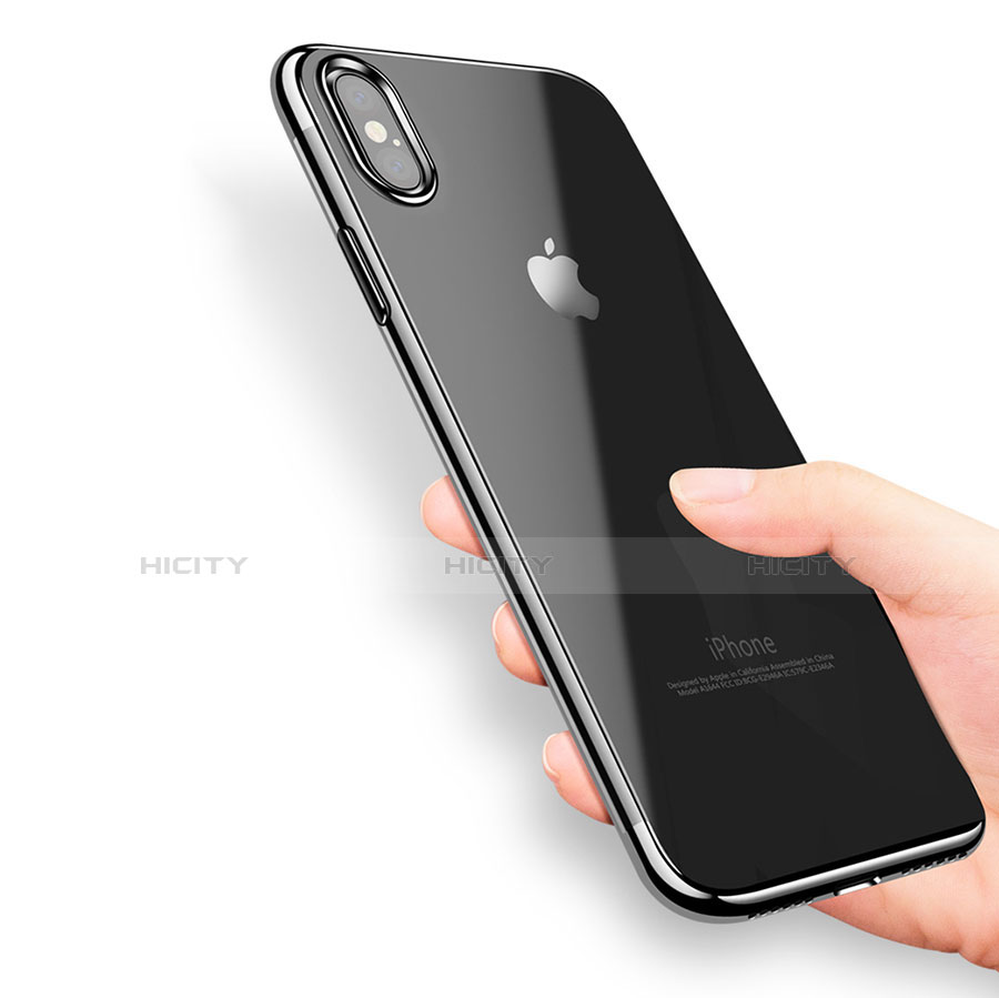 Funda Silicona Ultrafina Transparente V12 para Apple iPhone Xs Negro