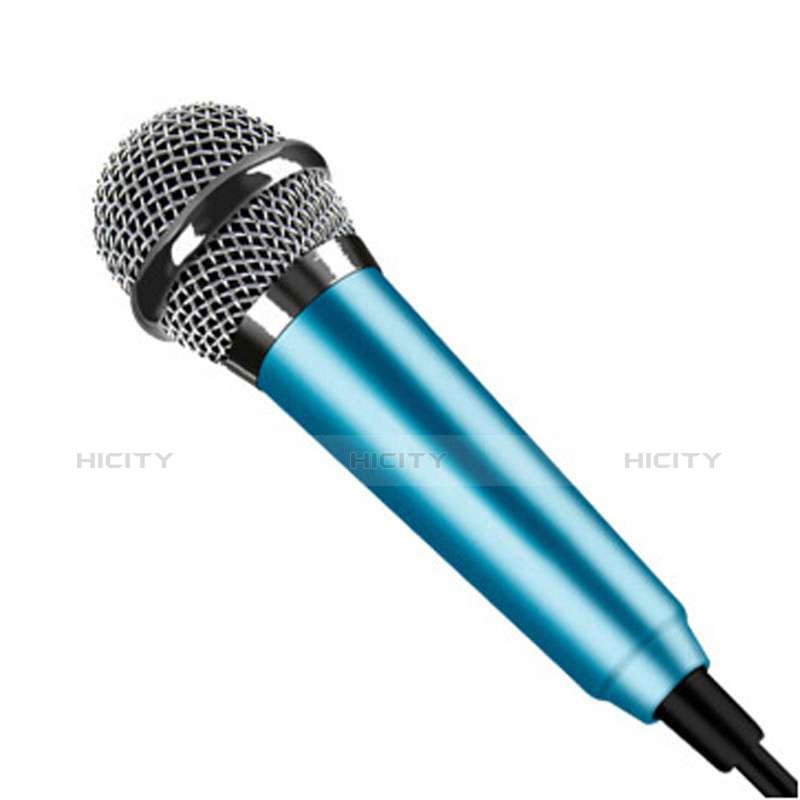 Mini Microfono Estereo de 3.5 mm con Soporte Azul