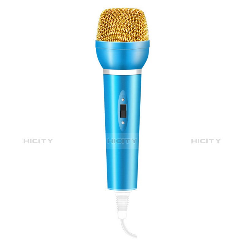 Mini Microfono Estereo de 3.5 mm con Soporte M03 Azul