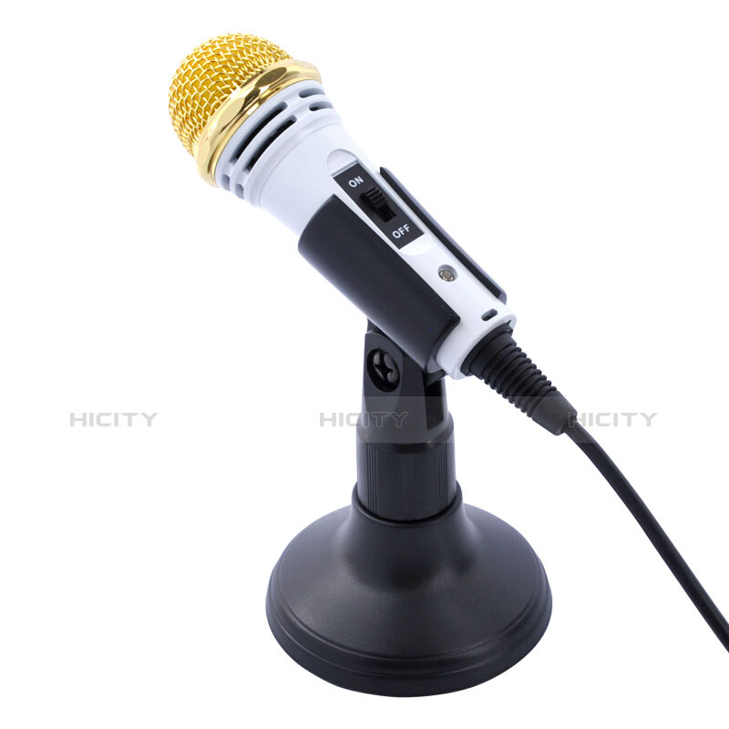 Mini Microfono Estereo de 3.5 mm con Soporte M07 Blanco