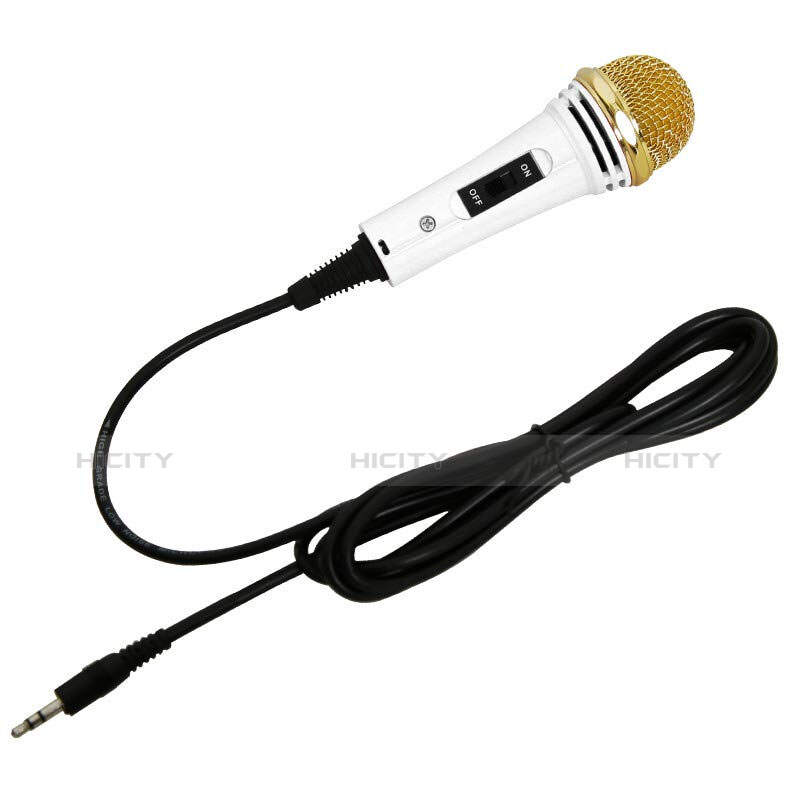 Mini Microfono Estereo de 3.5 mm con Soporte M07 Blanco