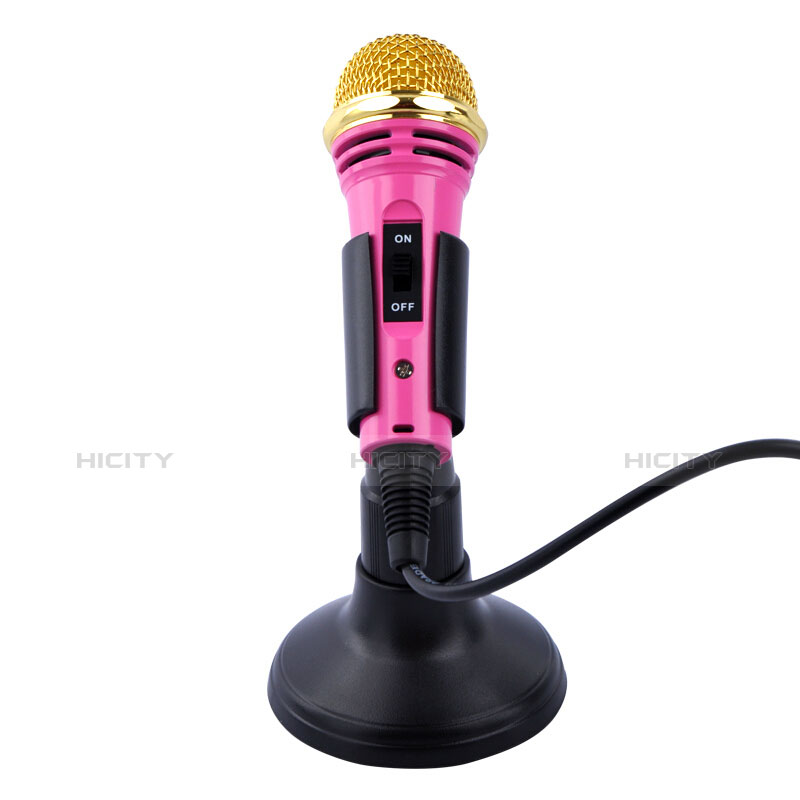 Mini Microfono Estereo de 3.5 mm con Soporte M07 Rosa