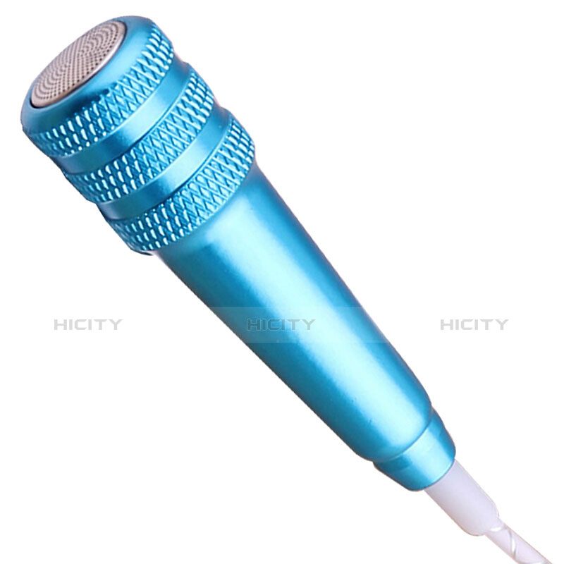 Mini Microfono Estereo de 3.5 mm con Soporte M08 Azul