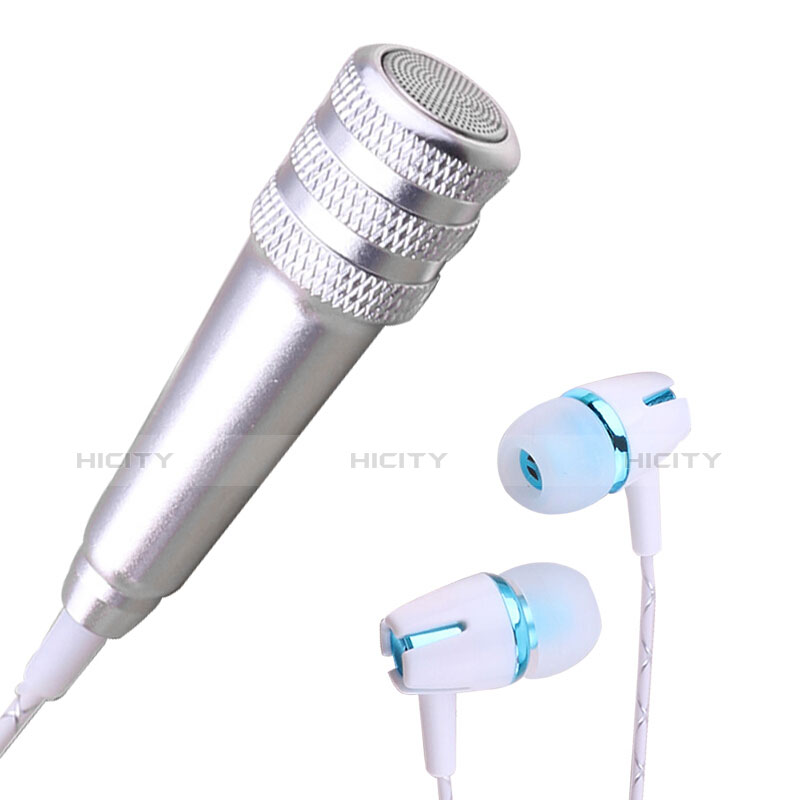 Mini Microfono Estereo de 3.5 mm con Soporte M08 Plata