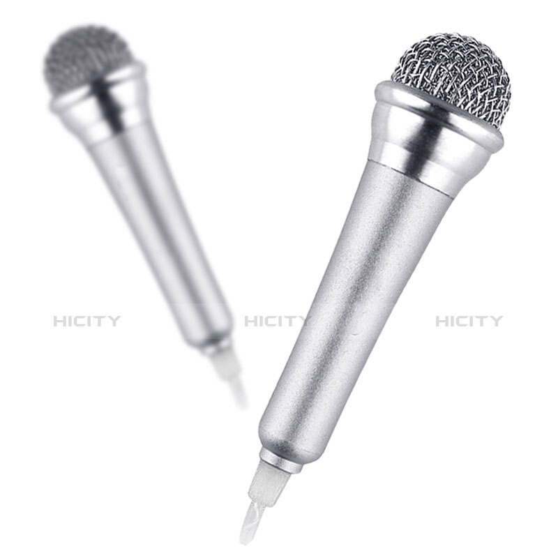 Mini Microfono Estereo de 3.5 mm con Soporte M12 Plata