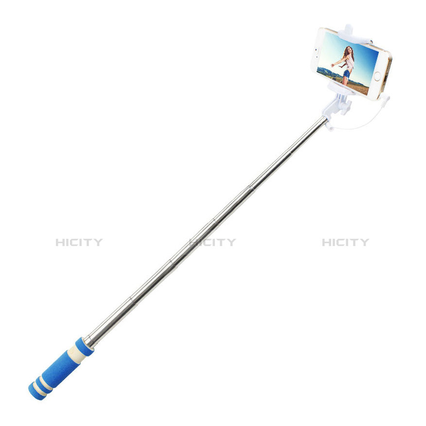 Palo Selfie Stick Extensible Conecta Mediante Cable Universal S01 Azul Cielo