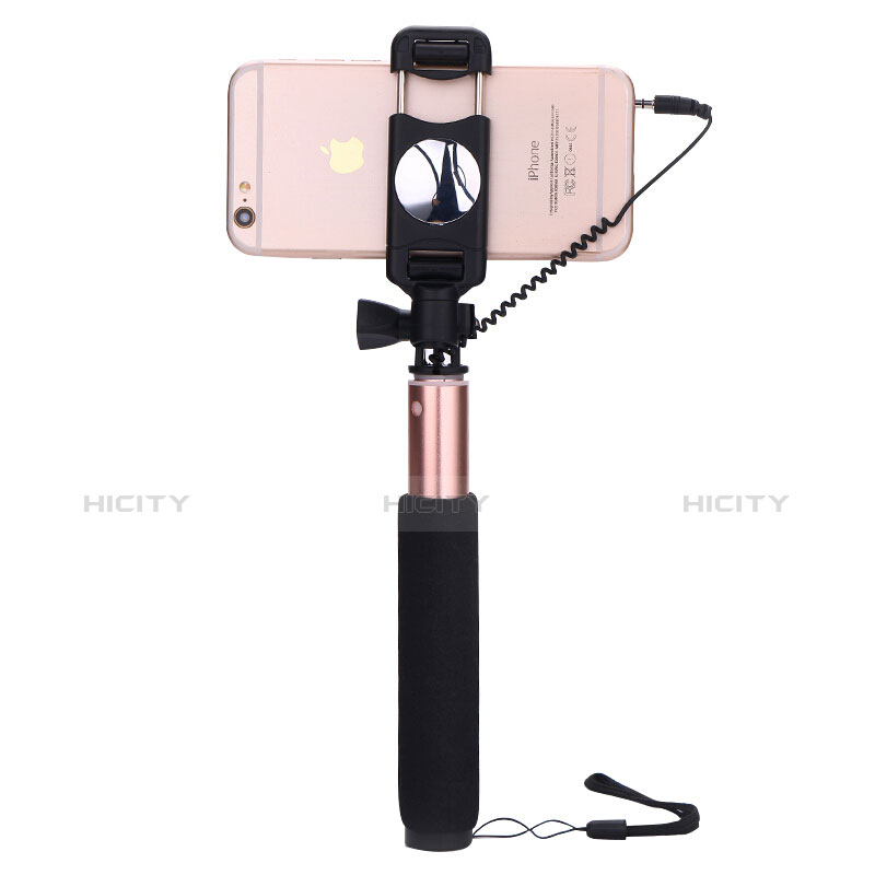 Palo Selfie Stick Extensible Conecta Mediante Cable Universal S04 Oro Rosa