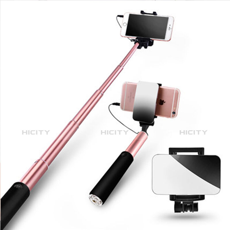 Palo Selfie Stick Extensible Conecta Mediante Cable Universal S11 Oro Rosa
