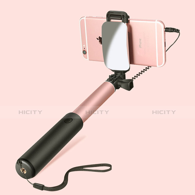 Palo Selfie Stick Extensible Conecta Mediante Cable Universal S11 Oro Rosa