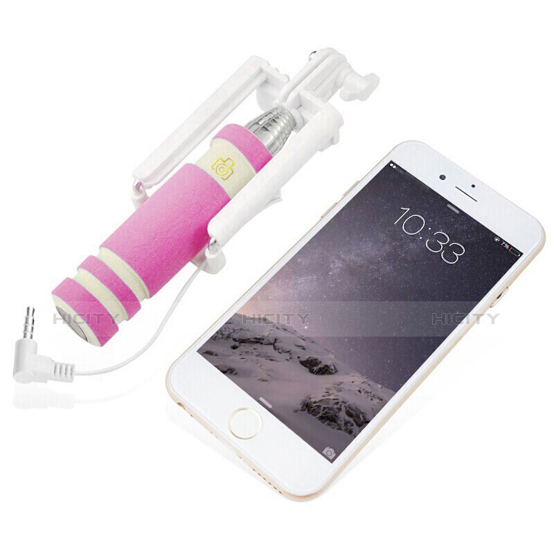 Palo Selfie Stick Extensible Conecta Mediante Cable Universal S18 Rosa