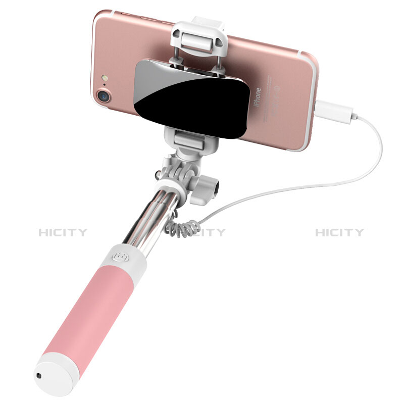 Palo Selfie Stick Extensible Conecta Mediante Cable Universal S19 Rosa