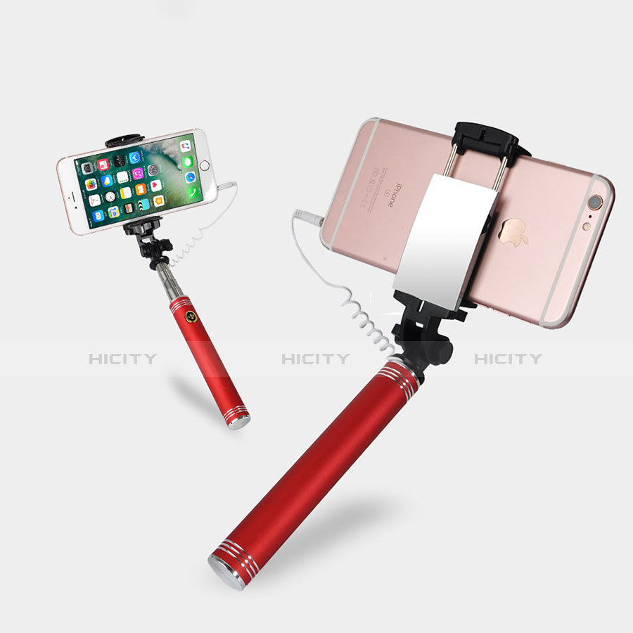 Palo Selfie Stick Extensible Conecta Mediante Cable Universal S20 Rojo
