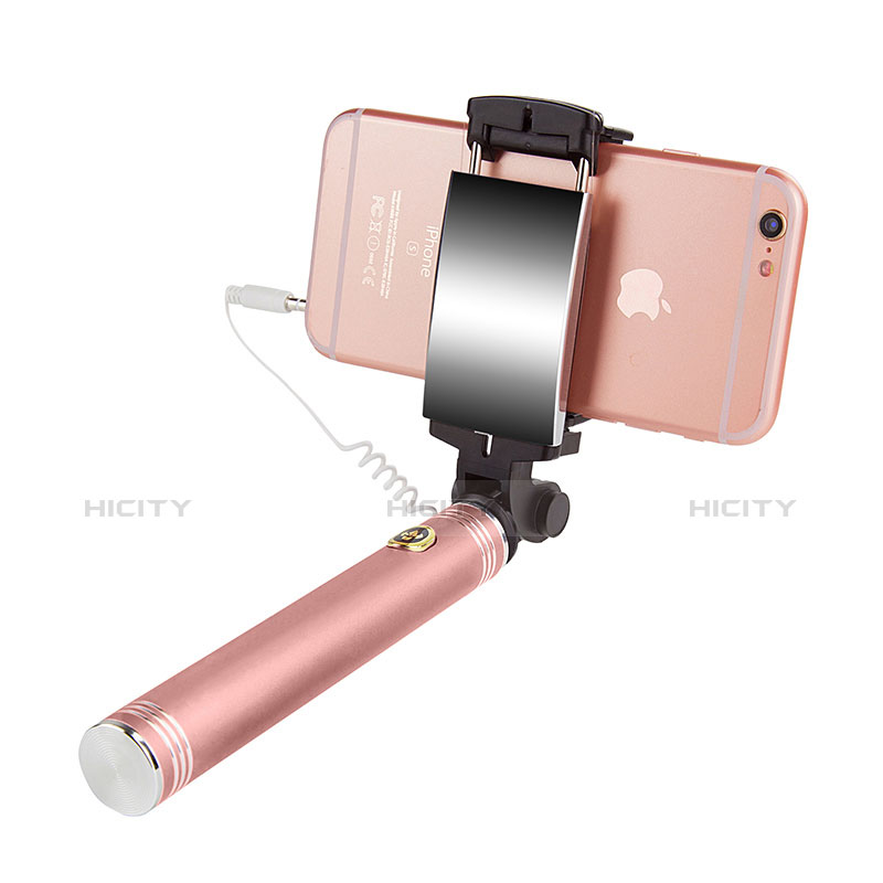 Palo Selfie Stick Extensible Conecta Mediante Cable Universal S22 Oro Rosa