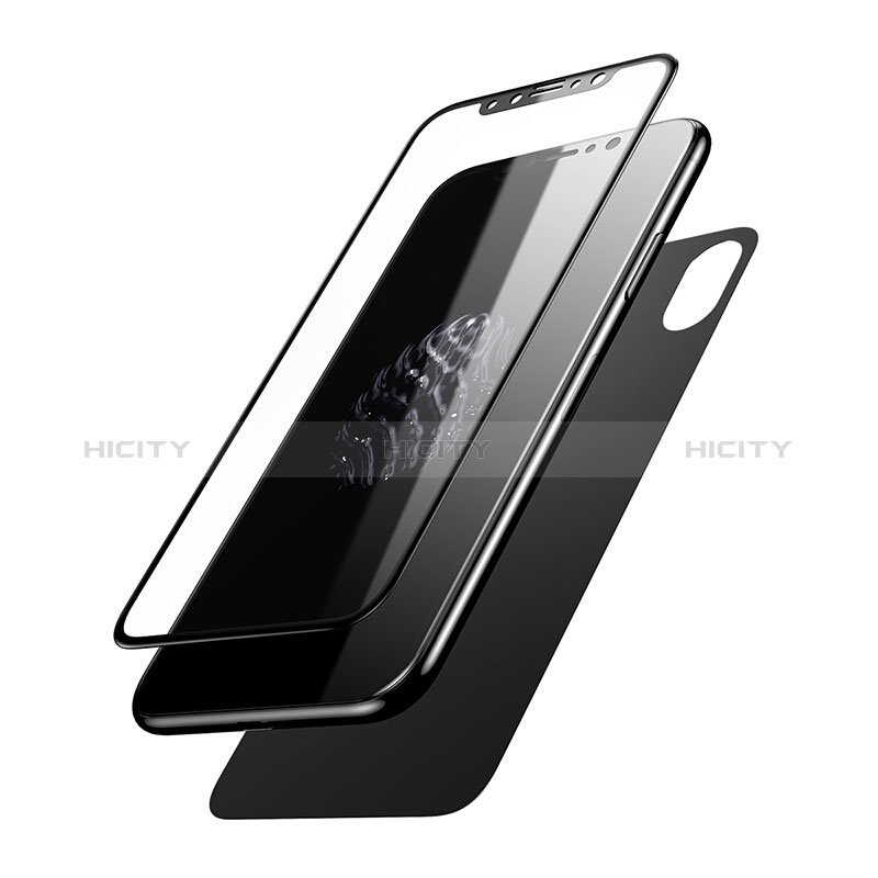 Protector de Pantalla Cristal Templado Frontal y Trasera T01 para Apple iPhone X Negro