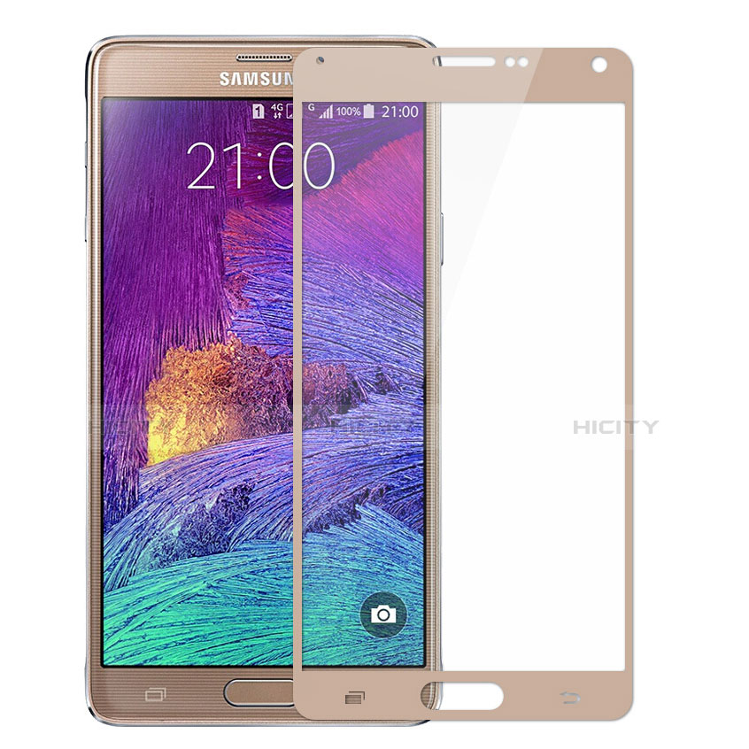 Protector de Pantalla Cristal Templado Integral F02 para Samsung Galaxy Note 4 Duos N9100 Dual SIM Oro