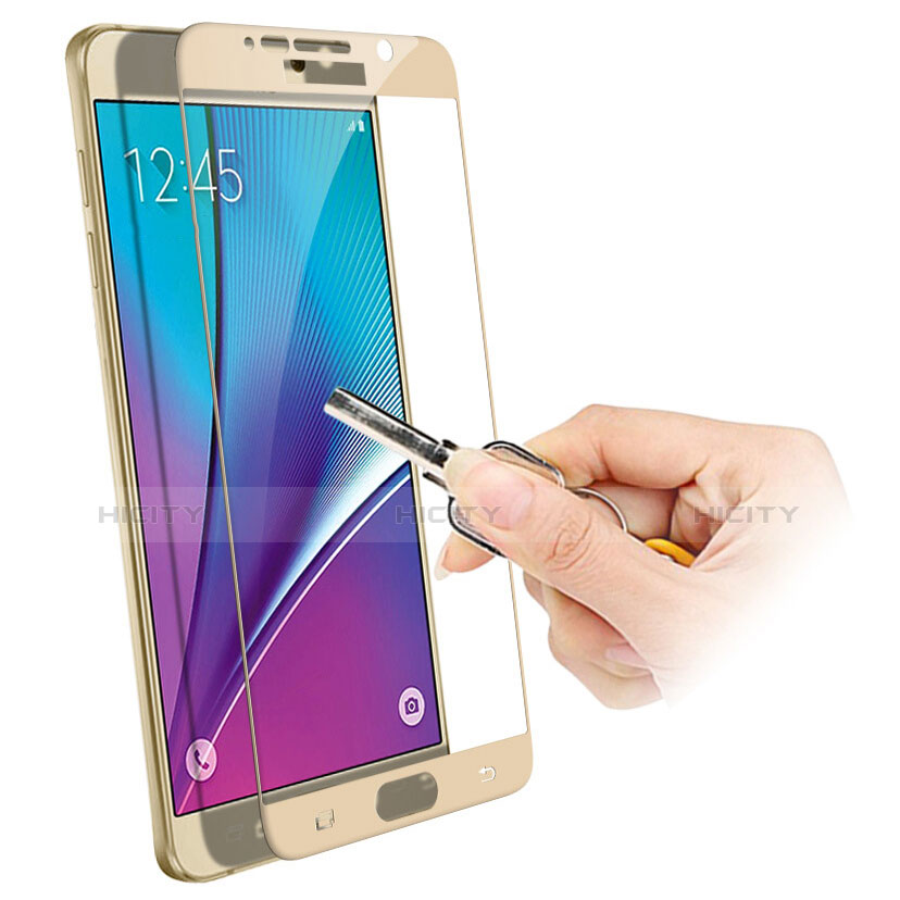 Protector de Pantalla Cristal Templado Integral F03 para Samsung Galaxy Note 5 N9200 N920 N920F Oro