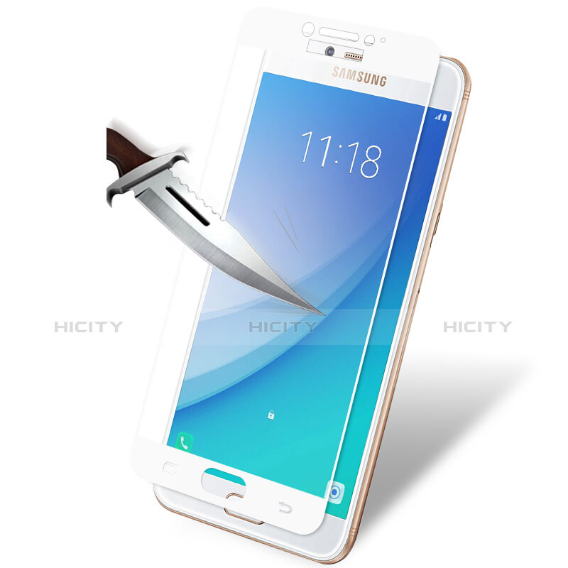 Protector de Pantalla Cristal Templado Integral para Samsung Galaxy C7 Pro C7010 Blanco
