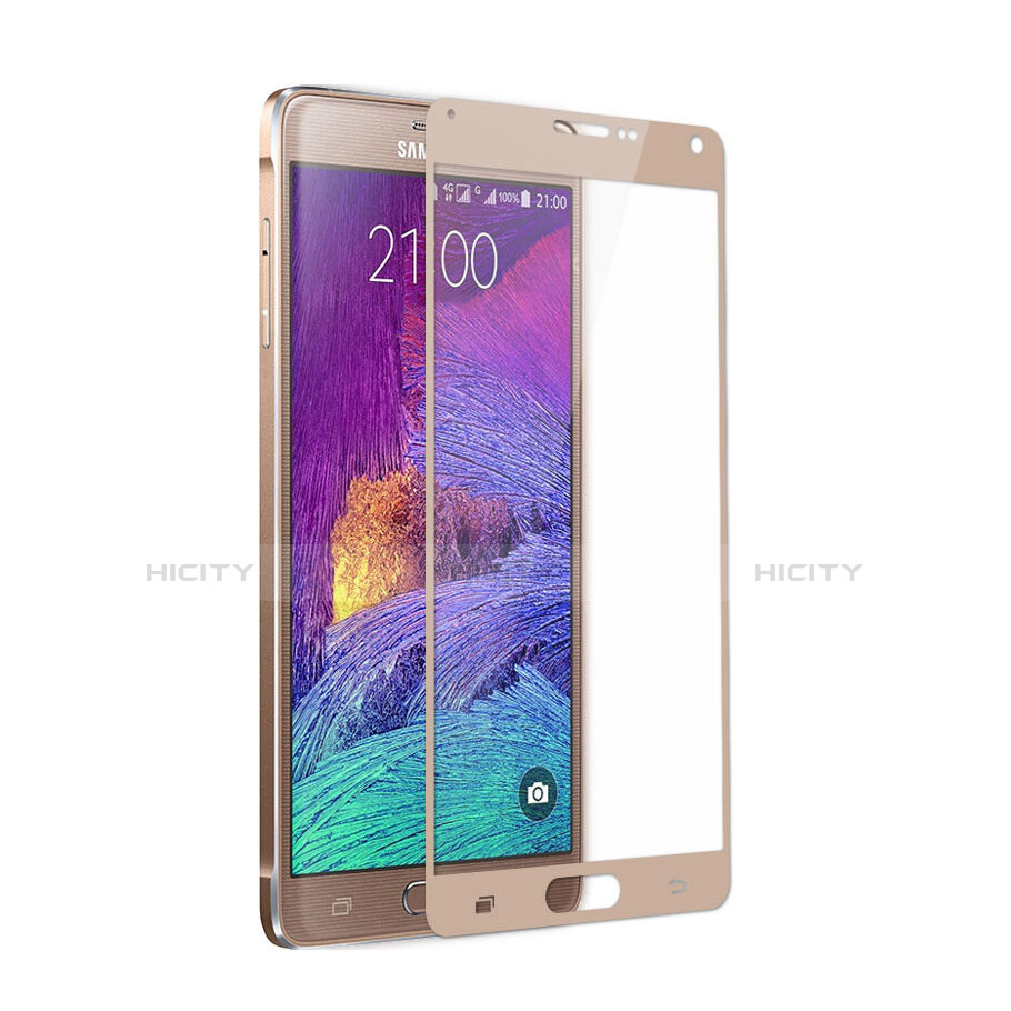 Protector de Pantalla Cristal Templado Integral para Samsung Galaxy Note 4 SM-N910F Oro