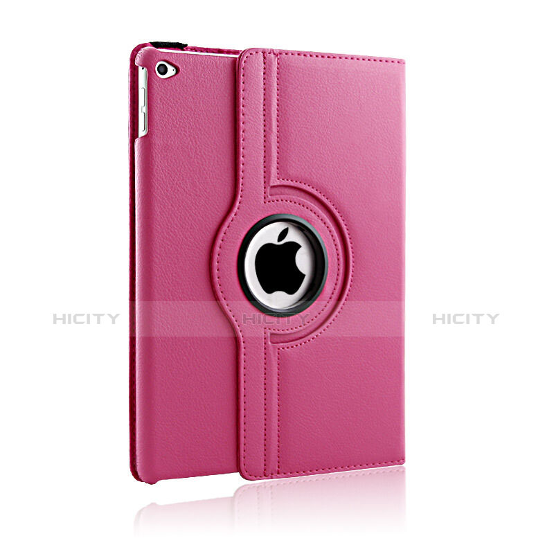 Rotating Stands Flip Leather Case para Apple iPad Air 2 Rosa Roja