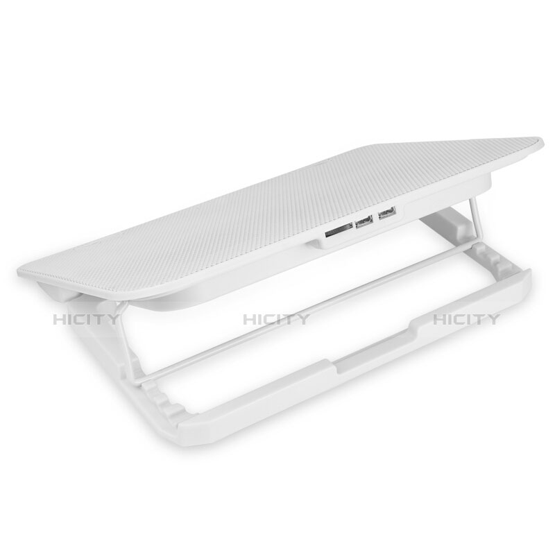 Soporte Ordenador Portatil Refrigeracion USB Ventilador 9 Pulgadas a 16 Pulgadas Universal M18 para Samsung Galaxy Book Flex 13.3 NP930QCG Blanco