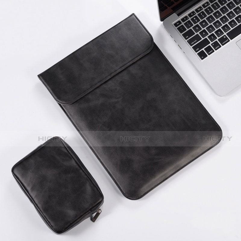 Suave Cuero Bolsillo Funda para Apple MacBook 12 pulgadas Negro