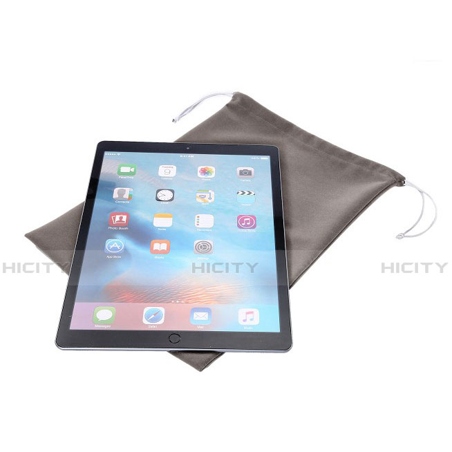 Suave Terciopelo Tela Bolsa de Cordon Carcasa para Apple iPad 3 Gris