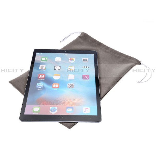 Suave Terciopelo Tela Bolsa de Cordon Carcasa para Apple New iPad 9.7 (2018) Gris