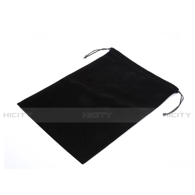 Suave Terciopelo Tela Bolsa de Cordon Funda para Apple iPad 3 Negro