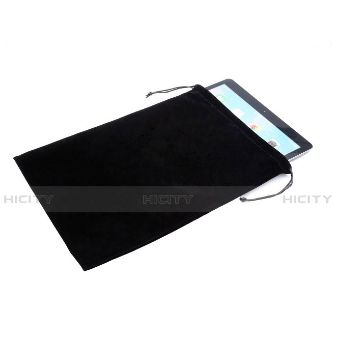 Suave Terciopelo Tela Bolsa de Cordon Funda para Huawei MateBook HZ-W09 Negro