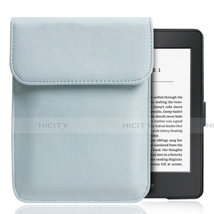 Suave Terciopelo Tela Bolsa de Cordon Funda S01 para Amazon Kindle Paperwhite 6 inch Azul Cielo