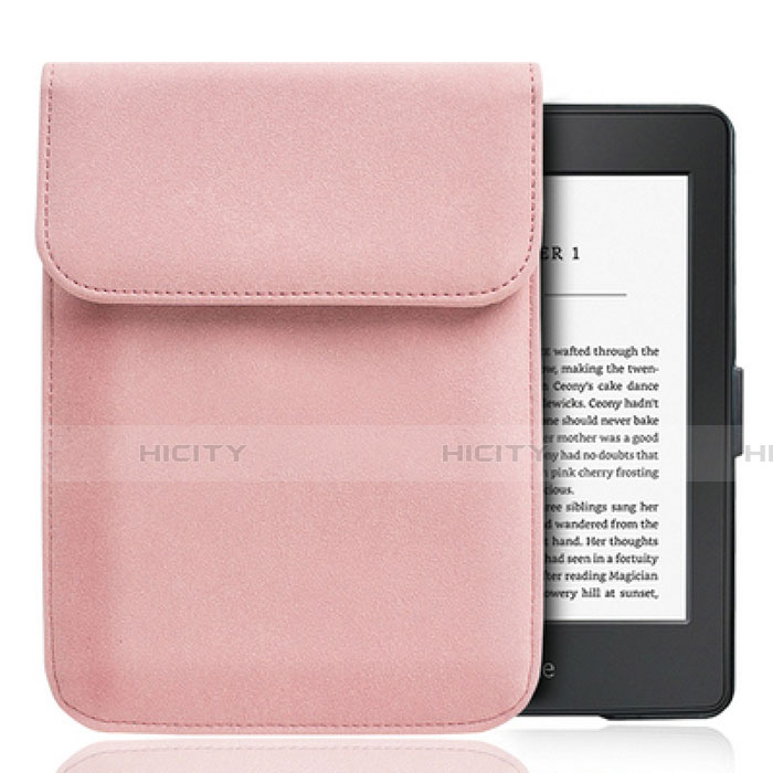 Suave Terciopelo Tela Bolsa de Cordon Funda S01 para Amazon Kindle Paperwhite 6 inch Rosa