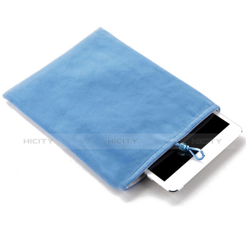 Suave Terciopelo Tela Bolsa Funda para Samsung Galaxy Note 10.1 2014 SM-P600 Azul Cielo