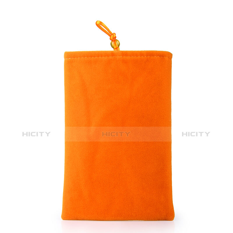 Suave Terciopelo Tela Bolsa Funda Universal Naranja