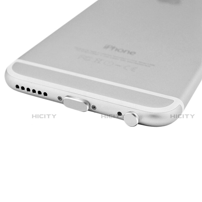 Tapon Antipolvo Lightning USB Jack J01 para Apple iPhone 13 Mini Plata