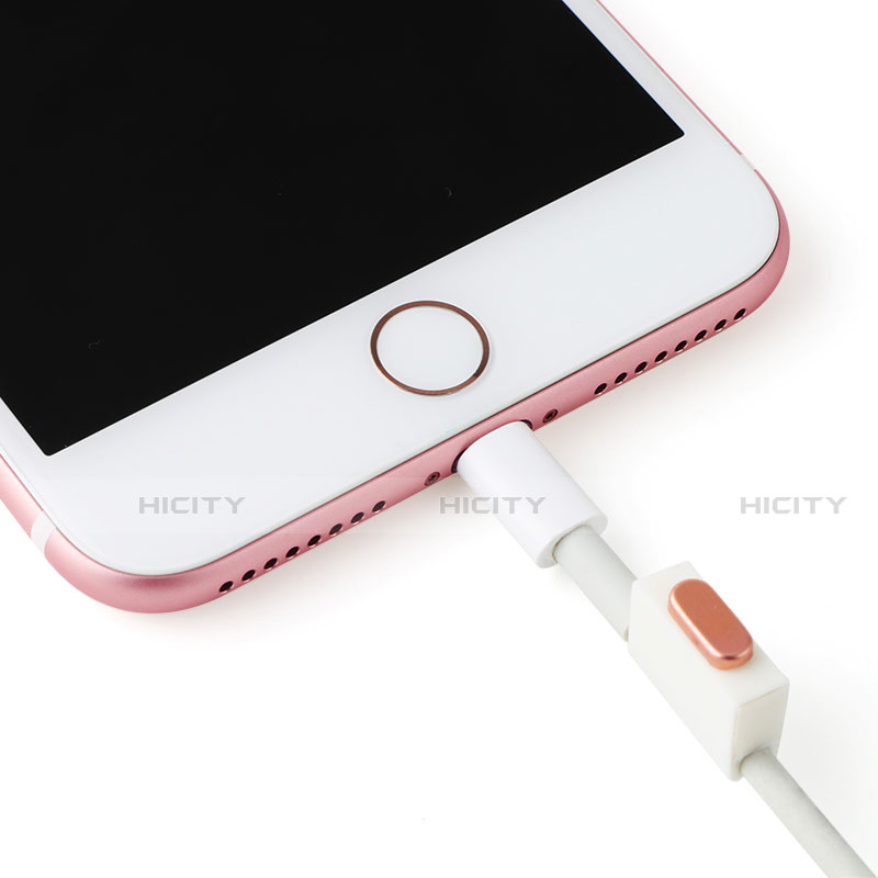 Tapon Antipolvo Lightning USB Jack J07 para Apple iPhone 14 Plus Oro Rosa