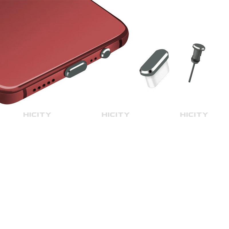 Tapon Antipolvo USB-C Jack Type-C Universal H17 para Apple iPhone 15 Pro Max Gris Oscuro