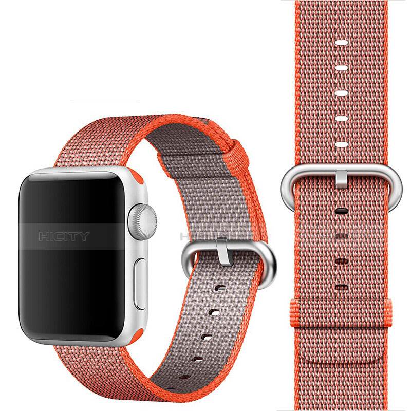 Tela Correa De Reloj Eslabones Pulsera para Apple iWatch 3 42mm Naranja