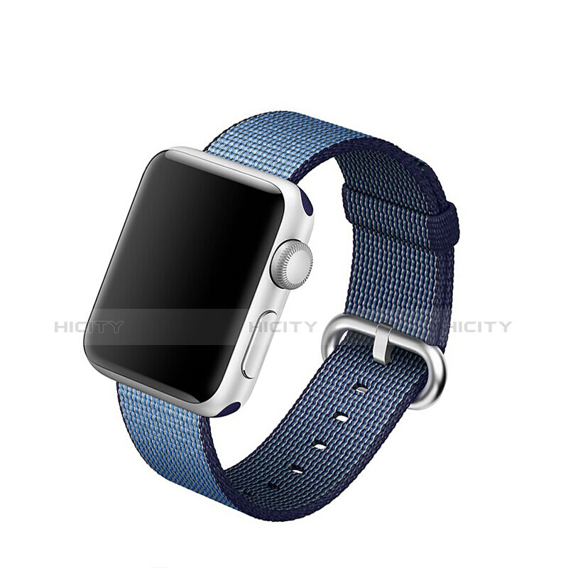 Tela Correa De Reloj Pulsera Eslabones para Apple iWatch 3 42mm Azul